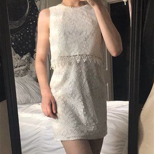 TOPSHOP PETITE mock peplum style white lace dress